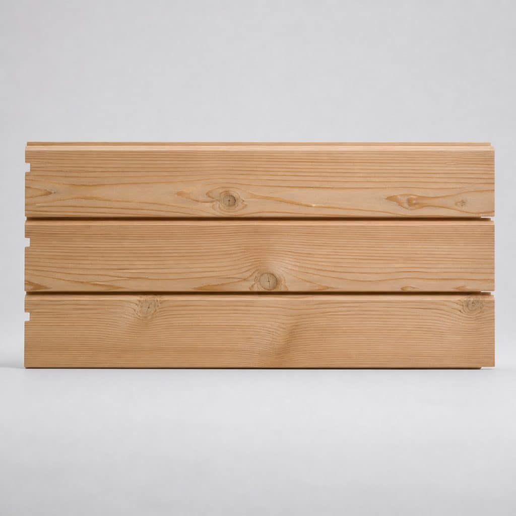 Bardage bois horizontal extérieur présenté seul, fond neutre