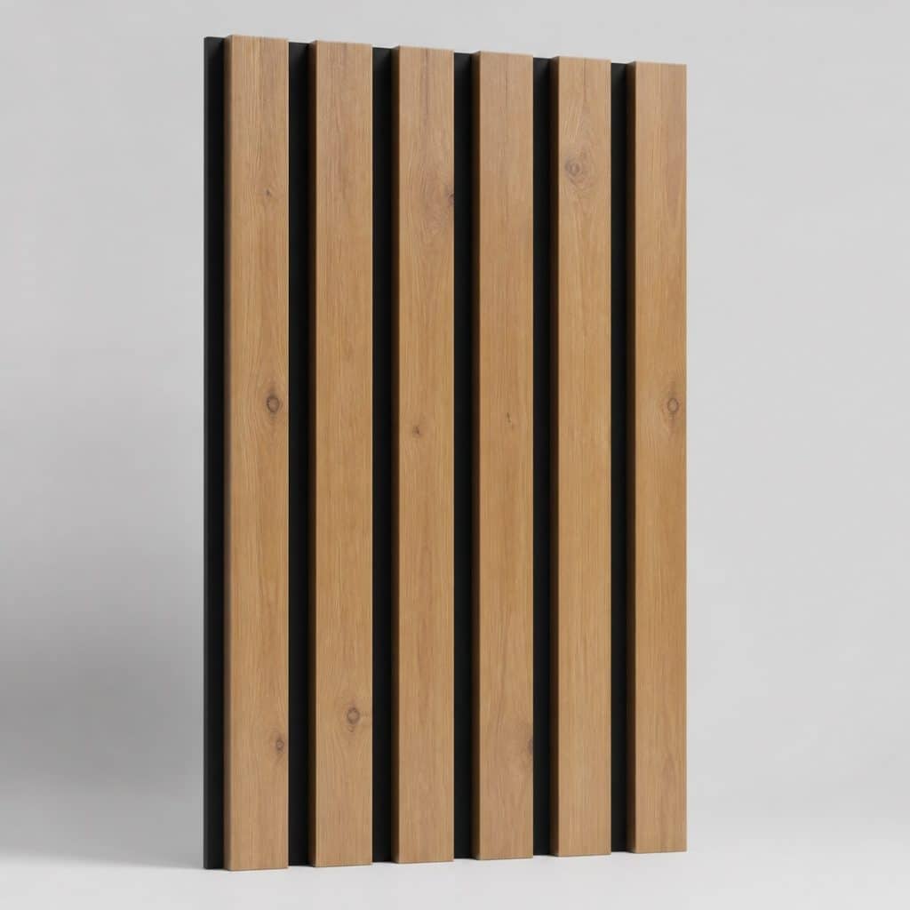 Bardage bois vertical extérieur présenté seul, fond neutre