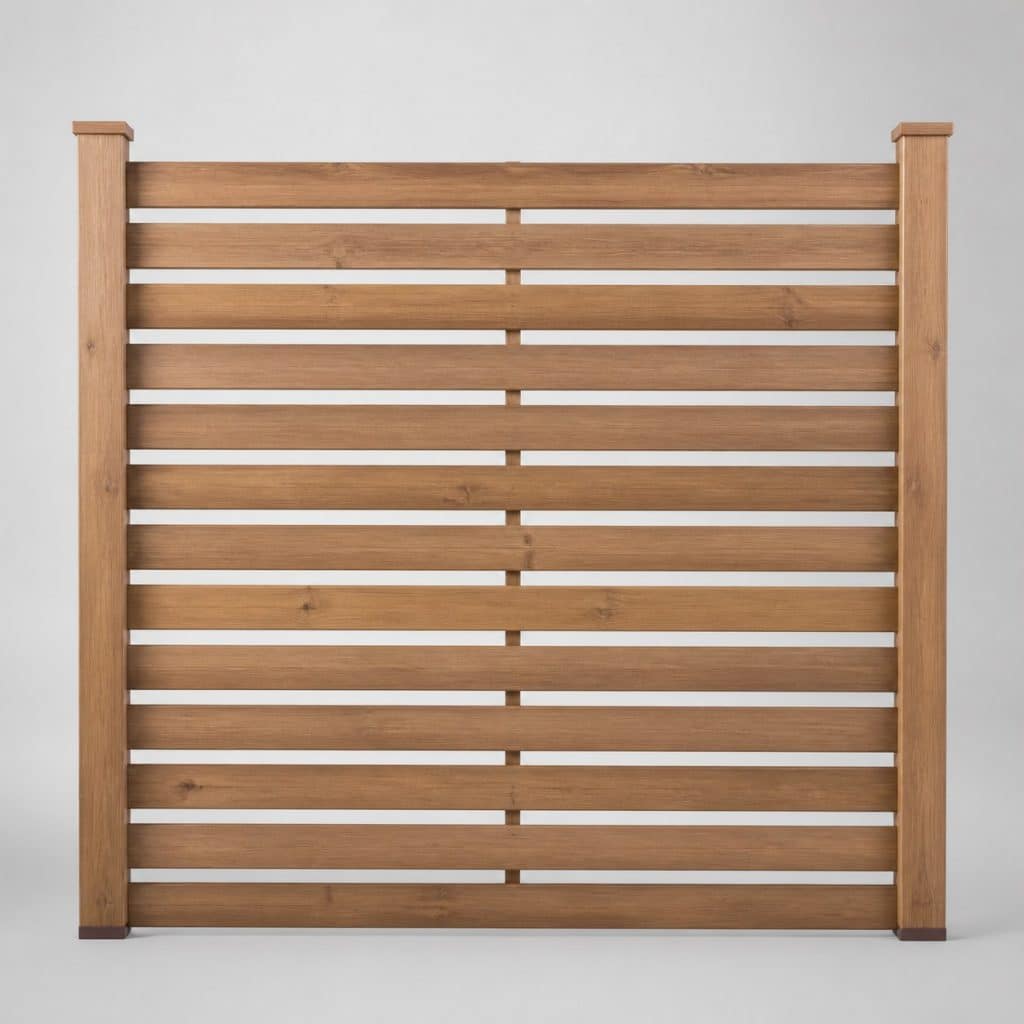 Clôture bois design à claire-voie présenté seul, fond neutre