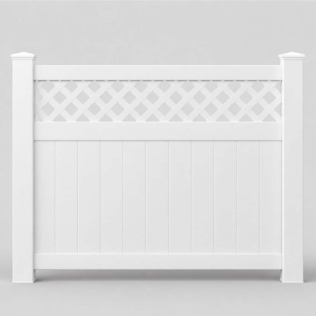 Clôture PVC ajourée pour jardin présenté seul, fond neutre