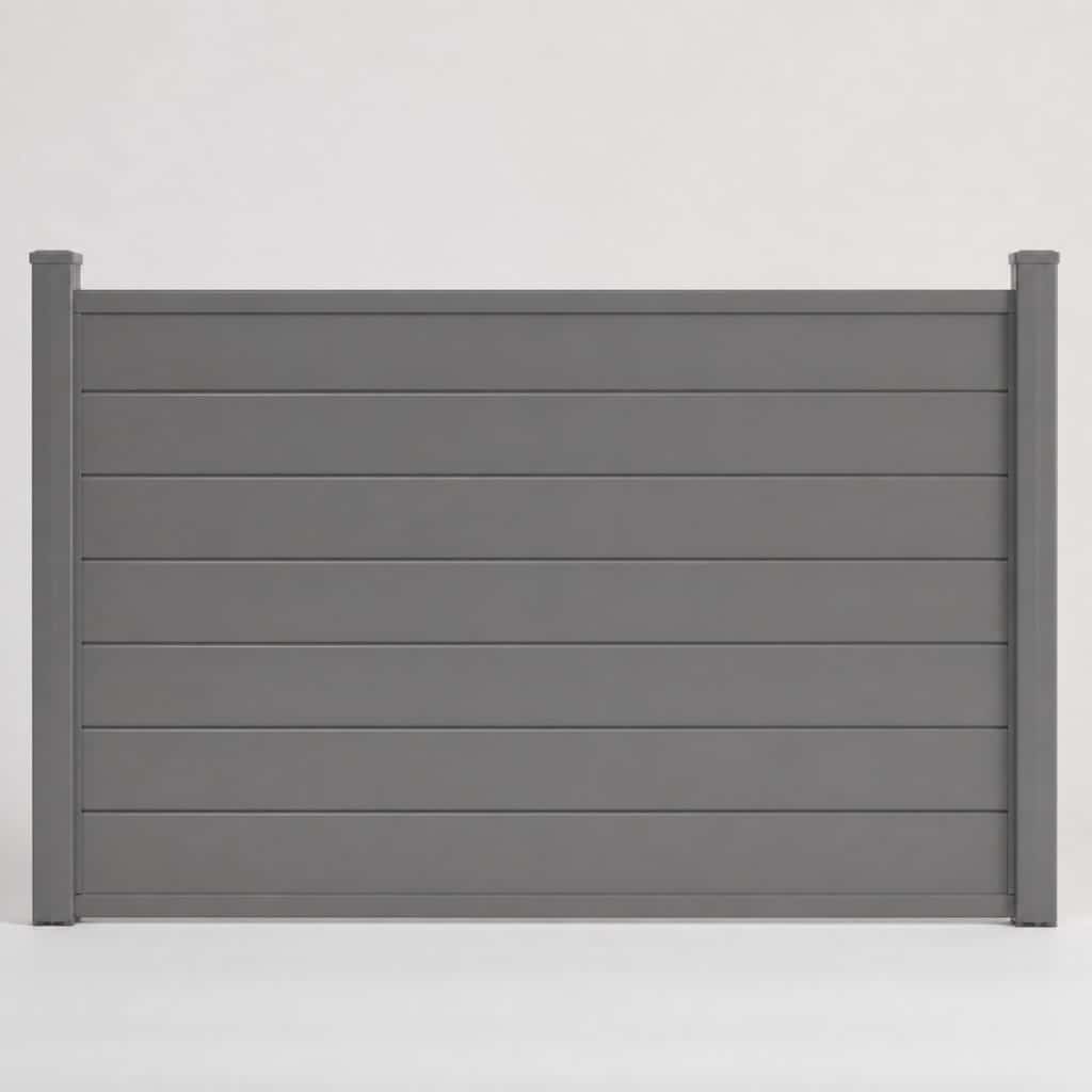 Clôture PVC coloris gris présenté seul, fond neutre