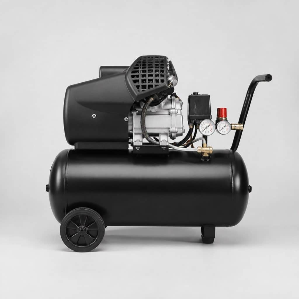 Compresseur d'air 50 litres présenté seul, fond neutre