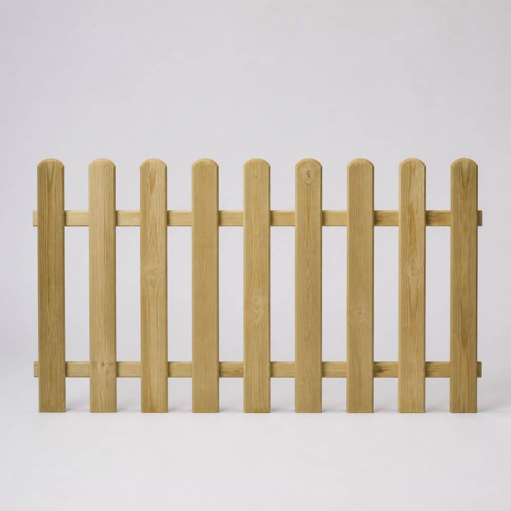 Petite clôture bois de jardin présenté seul, fond neutre