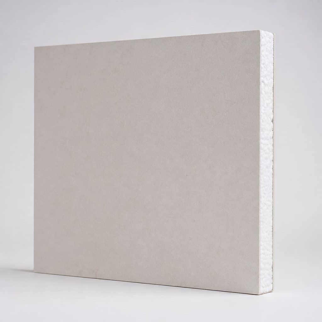 Plaque de placo isolant polystyrène présenté seul, fond neutre