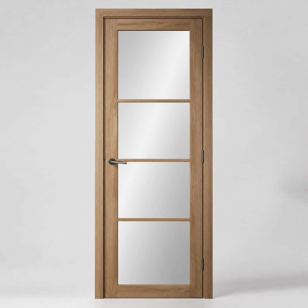 Porte intérieure vitrée en bois présenté seul, fond neutre